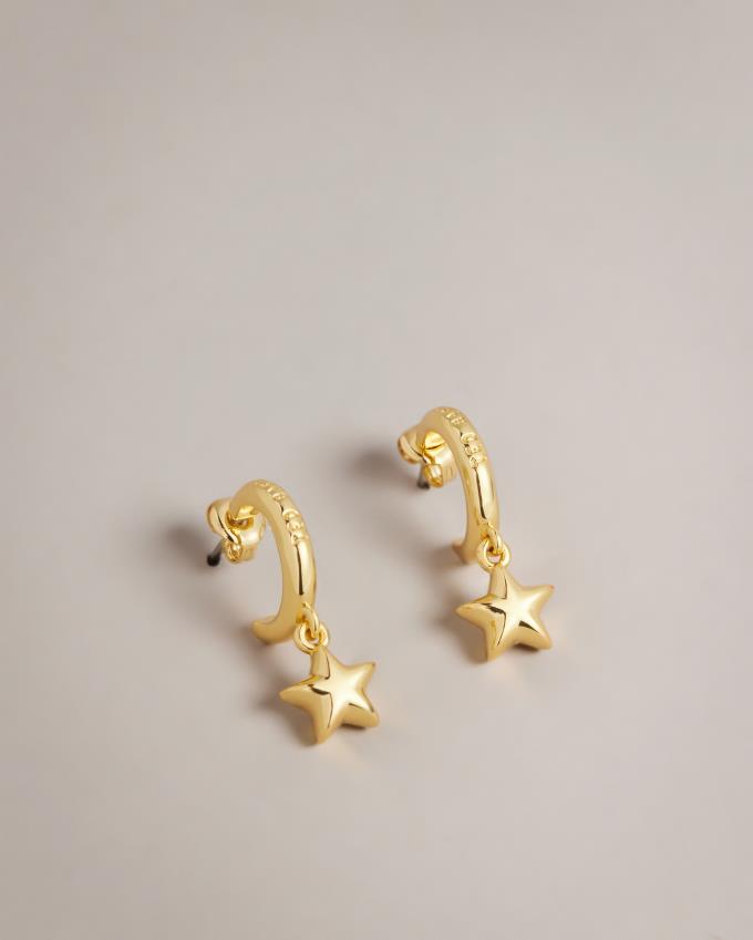 Boucles d'Oreilles Ted Baker Star Hoop Charm Doré Femme | OQK-81857955